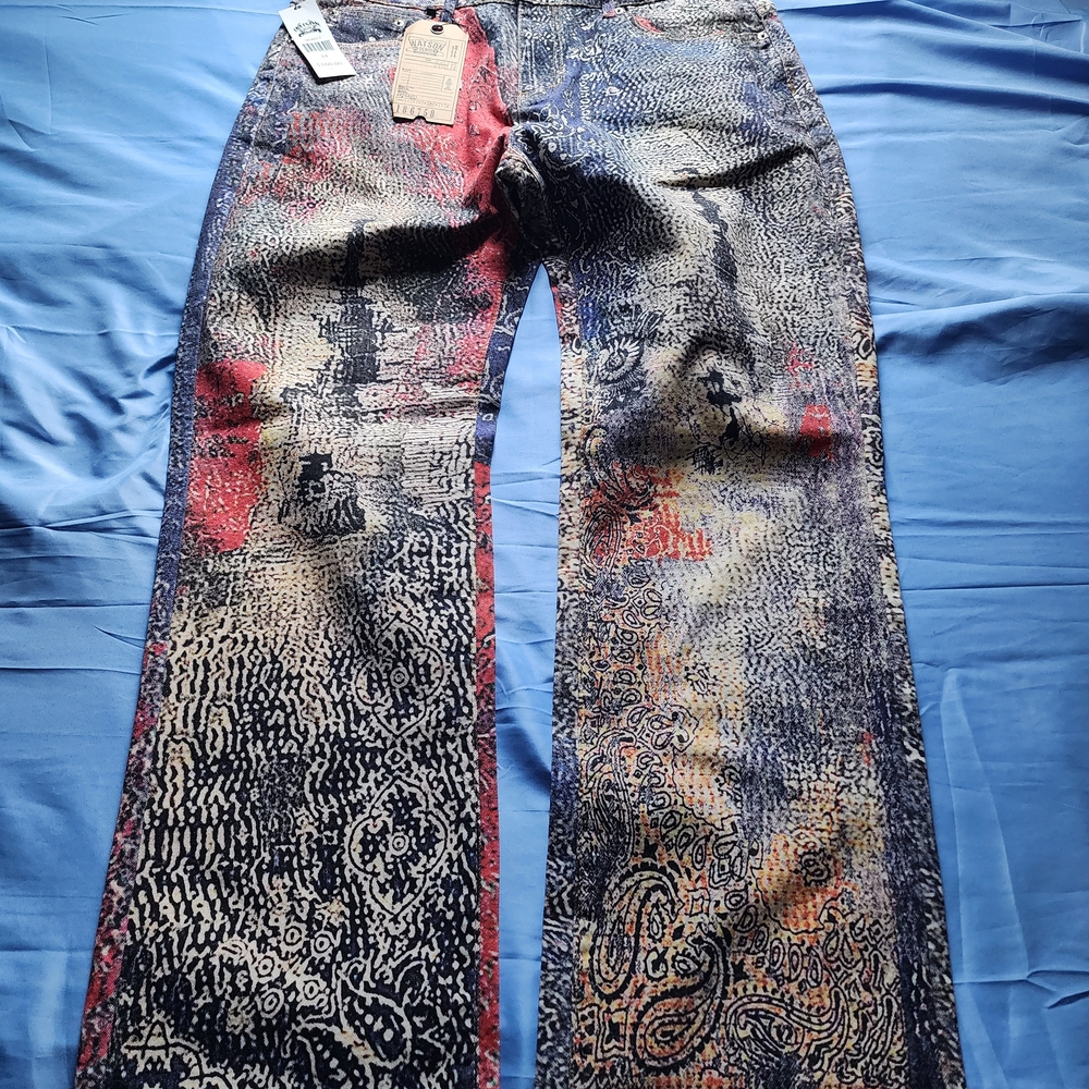 WATSON MEN'S ARCHIVE PAISLEY PRINTED DENIM JEANS MULTICOLOR SIZE 34W/34 NEW